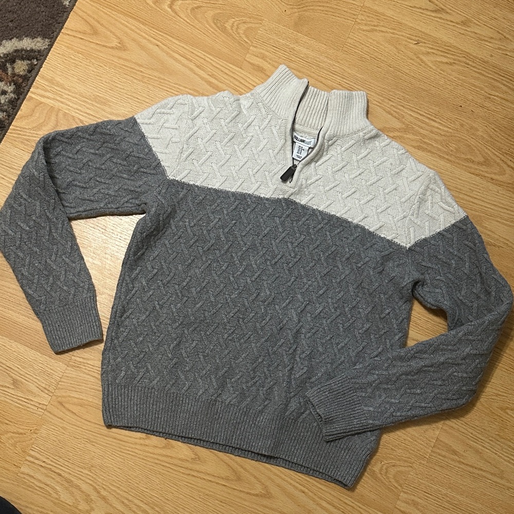 🚨SALE William Rast Two-Tone Gray and Cream Cable Knit Wool blend Sweater medium